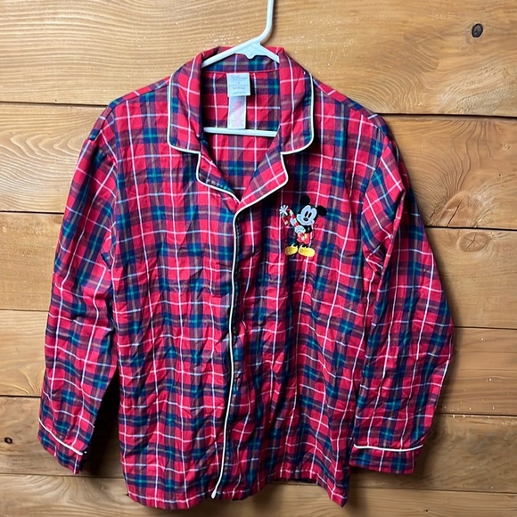 Disney women’s Red Plaid Mickey Mouse Pajama Top and bottom set Sm sleepwear - Picture 1 of 10